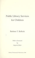 Cover of Public Library Services for Children (Library Professional Pub)