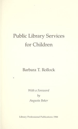 Cover of Public Library Services for Children (Library Professional Pub)