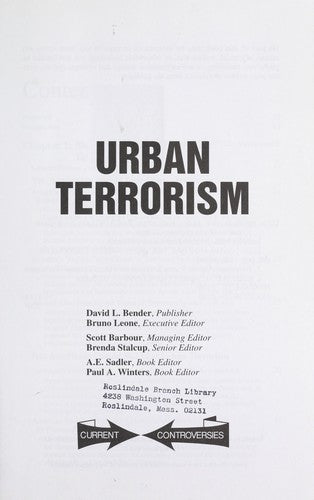 Cover of Urban Terrorism (Current Controversies)
