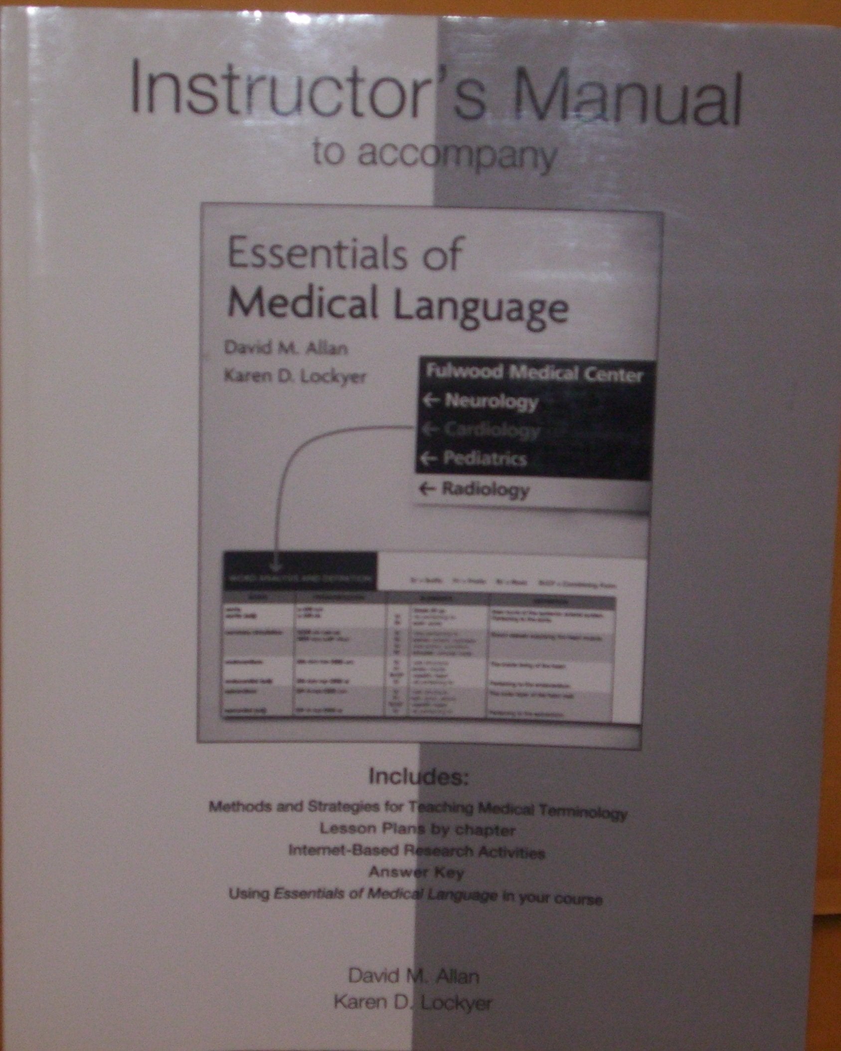 Cover of Instructor's Manual to Accompany: Essentials of Medical Language