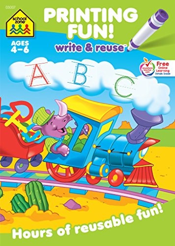 Cover of School Zone Printing Fun! Write & Reuse Workbook