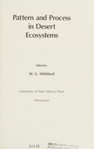 Cover of Pattern and Process in Desert Ecosystems