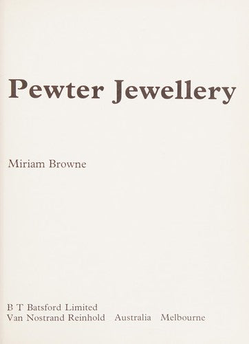 Cover of Pewter Jewellery