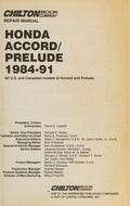 Cover of Chilton's Honda Accord/Prelude 1984-91: All U.S. and Canadian Models of Accord and Prelude Ual (Chilton's Repair Manual)