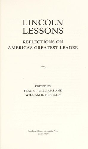 Cover of Lincoln Lessons: Reflections on America's Greatest Leader