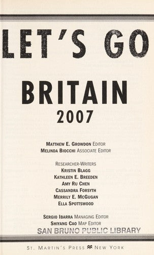 Cover of Let's Go 2007 Britain (LET'S GO BRITAIN AND IRELAND)