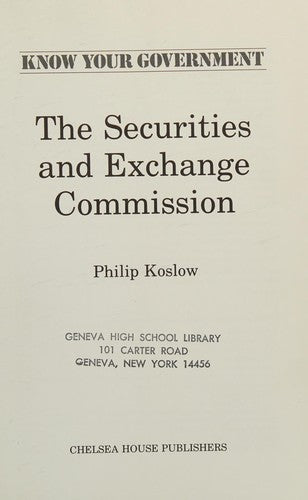 Cover of Securities and Exchange Commission (Know Your Government)