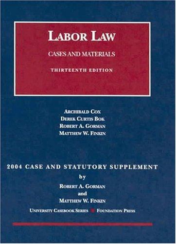 Cover of 2004 Supplement to Labor Law