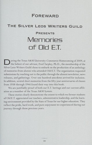 Cover of Memories of Old E.T.