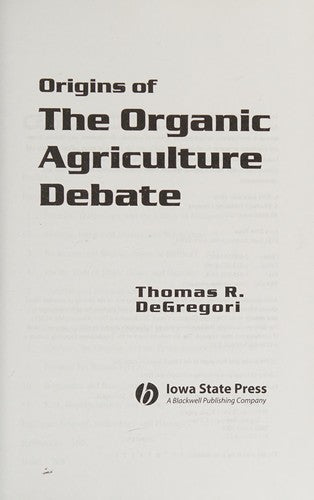 Cover of Origins of the Organic Agriculture Debate