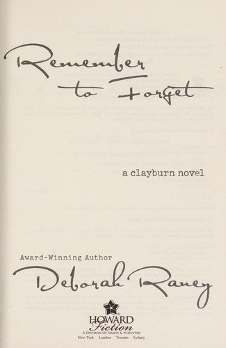 Cover of Remember to Forget: A Clayburn Novel