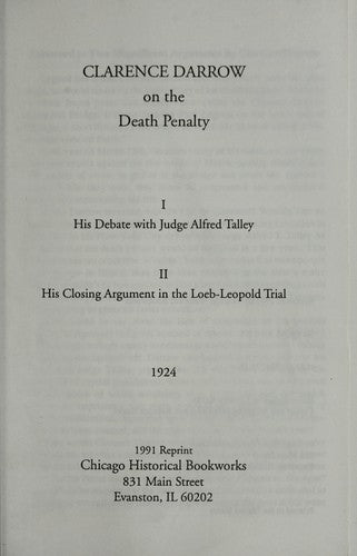 Cover of Clarence Darrow on Capital Punishment
