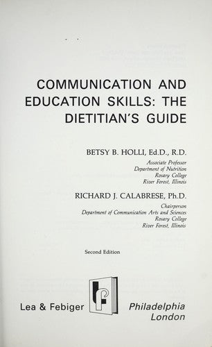 Cover of Communication and Education Skills: The Dietitian's Guide