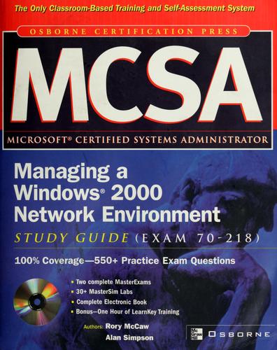 Cover of MCSA Managing a Windows 2000 Network Environment Study Guide (Exam 70-218)