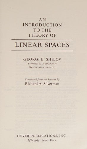 Cover of An Introduction to the Theory of Linear Spaces (Dover Books on Mathematics)
