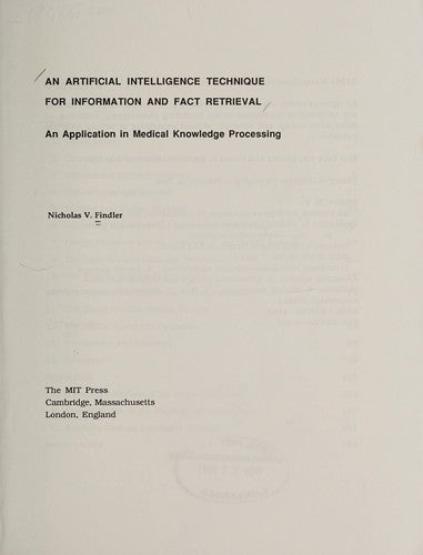 Cover of An Artificial Intelligence Technique for Information and Fact Retrieval: An Application in Medical Knowledge Processing (Information Systems)